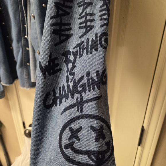 Women's Blue Jean Jacket with Studded Details - Picture 5 of 6